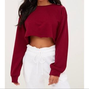 PLT Maroon Cropped Sweater